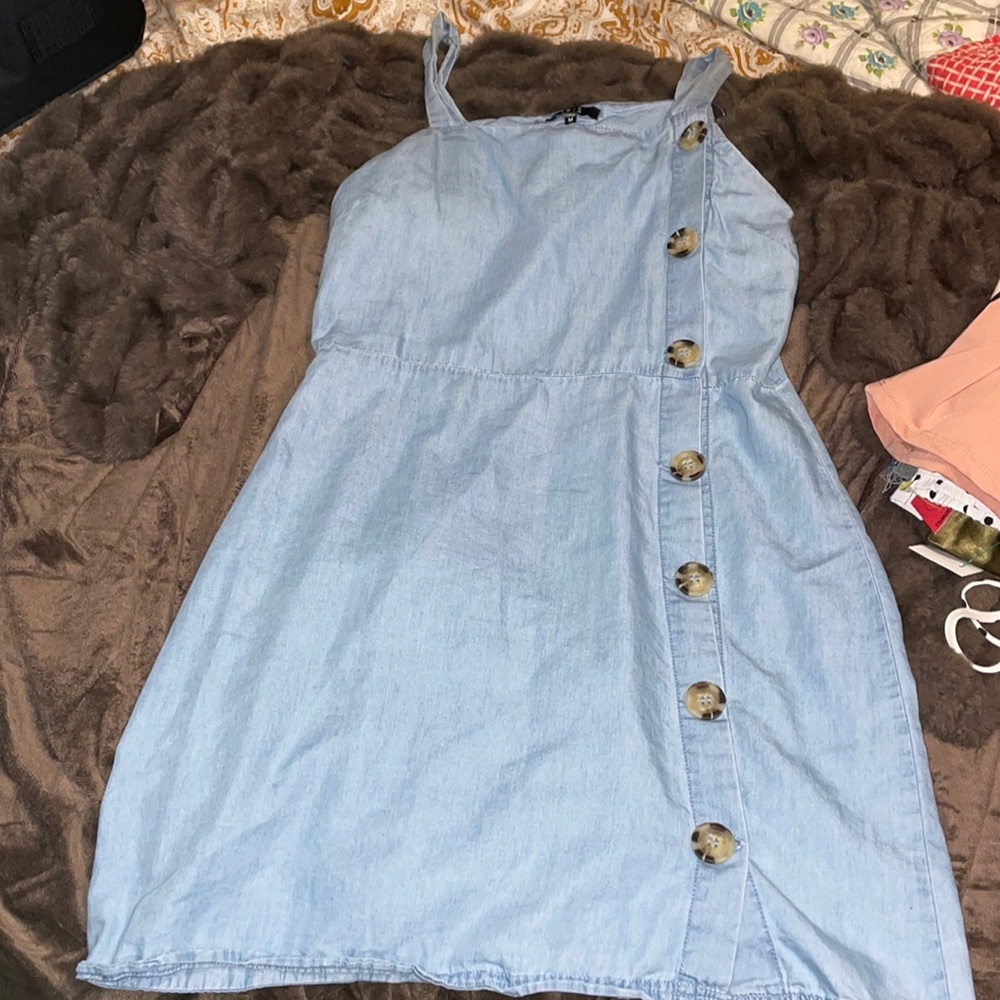 Mini dress mock denim style
